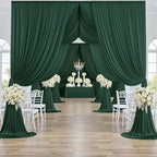 30ftx10ft Wrinkle Free Hunter Green Backdrop Curtains for Party Background, 6 Panles Silky Green Photo Backdrop Drapes Back Drop Cloth for Wedding Birthday Photography Baby Shower Decor