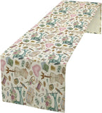 Sewing Theme Table Runner,Vintage Sewing Machine Tool Watercolor Pattern Print Tablecloth Burlap for Hotel Indoors Outdoor Dining Room Kitchen Home Decor,W13X L60 in
