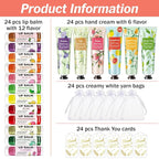 AZEN 24 Sets Bulk Gifts, Hand Cream and Lip Balm Bulk Set with Organza Bag Thank You Card, Baby Shower Wedding Gifts for Guests, Bridal Wedding Favors for Guests, Thank You Gifts for Women
