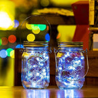 VOOKRY 6 Pack Solar Mason Jar Lights, 30 LED Mason Jar Lids Waterproof Firefly Fairy String Lights with 6 Hangers(No Jars), for Outdoor Patio Garden Yard Lawn Party Wedding Decoration - Cool White