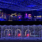 YEGUO 165ft 500 LED Christmas Lights Outdoor Waterproof, Blue and White String Light Indoor, 8 Modes Green Wire Twinkle Tree Lights Plug in with Memory Timer