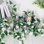 KHOYIME 9 Pack 72 FT Artificial Flower Garland, Fake White Roses Vines Silk Flowers Faux Plastic Outdoor Hanging Floral Ivy Garland Decoration for Wedding Arch Bedroom Home Wall Backdrop Room Decor