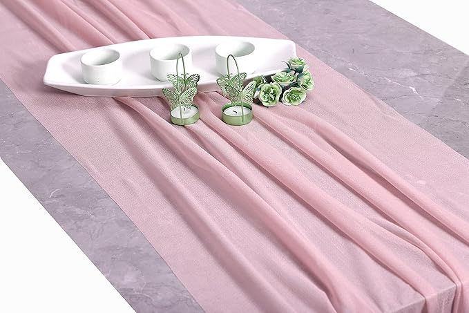 MDS Halloween Chiffon Table Runner - 20 Pack, 29 x 170 Inches, 14ft Each - Sheer Spooky Table Runners for Haunted House Parties, Trick-or-Treat Tables, Witchy Décor, Wedding & Events - Blush Pink