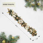 Holiday Tree White Gold Poinsettia Garland 5 Ft – Luxurious Christmas Garland with Metallic Accents, Festive Home Décor for Mantels, Doors & Tables