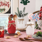 Christmas Mason Jars, Christmas Centerpieces for Tables, Wood Tray & 3 Painted Decorative Jars, Xmas Table Centerpieces Decoration, Farmhouse Dining Table Kitchen Decorations Home Decor