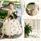 BINBE 3pcs Champagne Daisy Fall Table Runner Embroidery Gauze 10FT Florals Seasonal Tulle Holiday Birthday Kitchen Dining Table Decor for Home Party