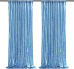 Baby Blue Sequin Backdrop 2 Panels 2FTx8FT Party Backdrop Curtains Glitter Birthday Bridal Curtains Sparkle Photo Backdrop