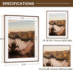 22x28 Frame with Mat to 18x24 Picture Frames USA-Sourced Natural Solid Walnut Wood Handcrafted Rounded Corner Display with Real Glass Family Picture, Wedding Photo