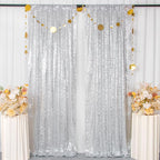 ShinyBeauty Silver Backdrops 2 Pieces Sequin Curtains 4FTx7FT Photoshoot Background Shimmer Backdrop Curtain Panels Sparkle Backdrop for Birthday,Wedding,Party Studio Decor(8FTX7FT)