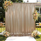 10x10 ft Wrinkle Free Champagne Sequin Backdrop Curtain for Parties,Thick Not Fall-Off Glitter Backdrop Drapes,2 Panels 5x10ft Shimmer Photo Back Drop Cloth for Wedding Birthday Photography Background