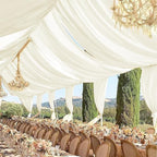 6 Panels Ivory Ceiling Drapes for Wedding 5ftx40ft Sheer Drapery Chiffon Fabric Arch Draping Curtains for Party Ceremony Birthday Baby Shower Reception Stage Ceiling Decorations