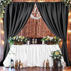 Joydeco Black Backdrop Curtains for Parties, 10x10 Wrinkle Free Black Backdrop Drapes for Birthday Party Home Party, Curtains Backdrop 5ft x 10ft 2 Panels with Rod Pockets