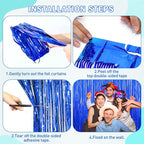 Blue Party Decorations, 2Pack Ocean Party Decor Supplies Blue Party Streamers Birthday Wedding Decorations Tinsel Foil Fringe Curtains Photo Booth Props Celebration Christmas New Year Decorations