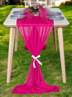 MDS Halloween Chiffon Table Runner - 25 Pack, 29 x 170 Inches, 14ft Each - Sheer Spooky Table Runners for Haunted House Parties, Trick-or-Treat Tables, Witchy Décor, Wedding & Events - Hot Pink