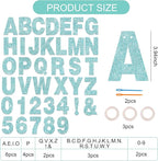 BEISHIDA 116 PCS Glitter Baby Blue DIY Letter Banner Kit Make Your Own Banner，Including 111 Letters and Numbers 3 Rope and 2 Threading Device,Customized for Birthday Graduation Wedding Party Decor