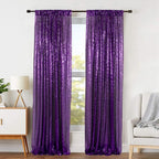 ShinyBeauty 4 Panels Purple Sequin Curtains | 2Ft x 8Ft Sparkle Photo Backdrop | Shimmer Background for Parties & Events | Mermaid Theme | Durable & Elegant Fabric Backdrop