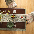 ISAENNE Designer Green Elegant Linen Extra Long Table Runner 118 Inches,Flower and Leaves Pattern Wrinkle Resistant Table Runners for Dining Tables,Thanksgiving,Kitchen Tables,Christmas,12"*118"-Brune