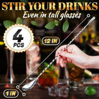 4 Pcs Bar Spoon Cocktail Stirrers – 12'' Long Spoons for Stirring | Stainless Steel with Polished Surface, Easy to Clean – Professional & Home Use, Practical Gift for Drink Mixing Lovers Caviar Spoons
