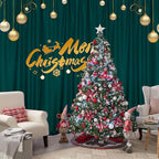 MYSKY HOME 10ft x 7ft Green Backdrop Curtains for Parties, Weddings, Stage & Baby Showers, 5ft x 7ft, 2 Panels