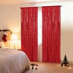 SquarePie Sequin Backdrop Curtain Non-Transparent Sparkly Background for Christmas Wedding Party 2FT x 8FT Red 2 Panel
