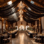 Wedding Arch Draping Fabric,1 Panel 18FT Black Sheer Chiffon Curtain Drapes 6 Yards for Wedding Ceremony Birthday Party Decoration