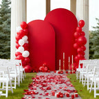 7.2FT Red Arch Cover - Polyester Fitted Wedding Arch Stand Covers Round Top Chiara Arch Backdrop Cover for Birthday Party Banquet Photo Background Decoration