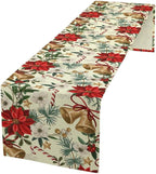 Christmas Table Runner, Seasonal Winter Xmas Holiday Kitchen Dining Table Decoration for Home Party Decor 13x70 Inch
