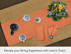 Ruvanti Linen Table Runner 48 Inches, Classic Hemstitch, Washable, Reusable, Non-Slipping, Stain Resistant- Perfect for Parties, Weddings, Dinners, Thanksgiving, Christmas, Indoor use – Orange