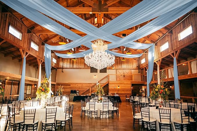 6 Panels Dusty Blue Ceiling Drapes for Wedding 5ftx20ft Ceiling Drapes Wedding Arch Draping Fabric Cheesecloth Sheer Curtain Romantic Ceiling Decorations for Weddings Party Banquet Ceremony Stage