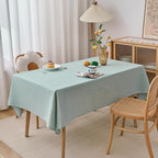 NLMUVW Sage Green Linen Tablecloth Rectangle 8ft, Rustic Textured Table Cloth Water Resistant Farmhouse Table Cover for Kitchen Dining Party Coffee, 54x120 Inch