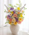 Artificial Flowers Bouquets for Bridal Wedding Home Decor Fake Floral Arrangements for Party Table Centerpieces DIY Silk Flower Set Spring Summer Indoor Outdoor (Combo Pink/Yellow)