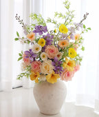 Artificial Flowers Bouquets for Bridal Wedding Home Decor Fake Floral Arrangements for Party Table Centerpieces DIY Silk Flower Set Spring Summer Indoor Outdoor (Combo Pink/Yellow)