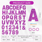 BEISHIDA 116 PCS A-Z Glitter Purple DIY Letter Banner Kit Make Your Own Banner，Including 111 Letters and Numbers 3 Rope and 2 Threading Device,Customized for Birthday Graduation Wedding Party Decor