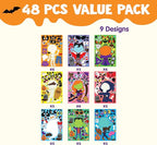 JOYIN 48 Pcs Halloween Make a Face Stickers, Halloween Party Favor for Kids, Art Craft Party Supplies, Classroom Activities Games Goodies, Sticker Sheets with Witch, Vampire Designs