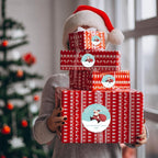 36pcs Personalized Christmas Stickers Gift Wrap Labels-Available in 12 Templates Custom Waterproof Cute Santa Reindeer Decals for Christmas Gift Box Tags Party Decorations Envelopes (Round Sticker)