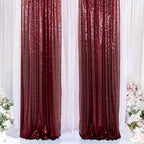 ShinyBeauty Burgundy Sequin Curtain Backdrop 2 Panels 4FTx8FT Photo Curtain Backdrop Curtain Panels 96 Inches Long -190522E