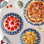 100 Count Boho Paper Plates (50×7"+ 50×9") – Disposable Plates for Party, Retro Bohemian Style Dessert Dinner Plate Set for Daily Use, Holiday, Wedding, Events