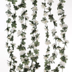 5 Pcs 41FT Flower Garland, Artificial Rose Garland Flowers Plants Fake Flower Hanging Rose Ivy, Birthday Party Valentine's Day Wedding Wall Arch Decor（White）