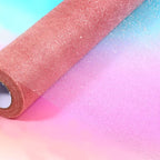 Sparkling Tulle Rolls, 15” by 30 Yards (90FT) Glitter Tulle Spool Ribbon Fabric for Wedding Birthday Bridal Shower Tutu Skirt Party Gift Wrapping(Rose Gold)
