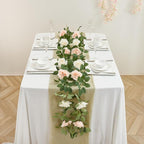 Artificial Rose Garlands Rose Vines Leaves Banners Hanging Floral Garland Fake Rose Flower Vine Wall Decorations