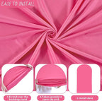 6FT Fuchsia Arch Backdrop Cover - Polyester Fitted Wedding Arch Stand Covers Round Top Chiara Arch Backdrop Cover for Birthday Party Banquet Photo Background Decoration