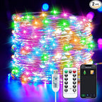 Smart Fairy Lights Plug in, 2 Pack 33FT 100LEDs USB Bluetooth Twinkle Lights with Timer and Remote, App Control Starry String Lights 8 Modes for Wedding Party Indoor Christmas Decoration, Multicolor