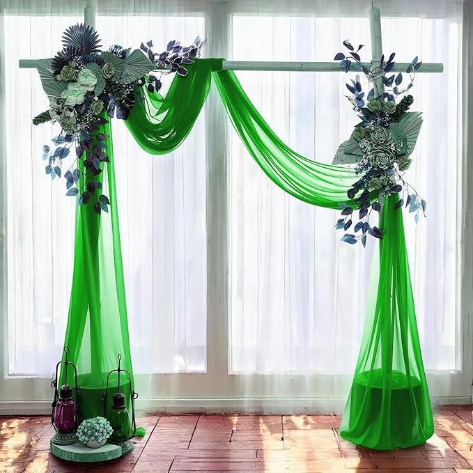 MDS Halloween Chiffon Draping Fabric - 1 Panel, 30" Wide x 20ft Long - Sheer Spooky Arbor & Canopy Drapery for Haunted House Backdrops, Party Ceilings, DIY Costumes & Themed Events - Green