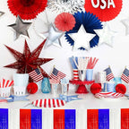 6 Pack 10 Ft White Blue Red Foil Fringe Garland Metallic Streamers Tinsel Banner Wall Hanging Garland Backdrop for Parade Floats, Halloween, Christmas, Thanksgiving, New Year Party Decorations