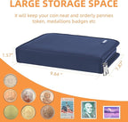 Coin Collection Book for Collector,260 Pockets Fireproof Coin Collection Holder Album,Coin Collection Organizer Storage Box Case Album for 20/25/ 27/30/ 38mm Coins,Blue