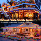 KNONEW 33FT 400 LED Christmas Lights Outdoor Black Wire String Lights with 75 Drops, 8 Lighting Modes, Timer Memory Function Connectable Hanging Curtain Lights for Halloween Party Decor(Multicolor)