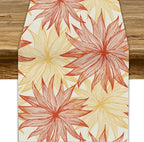 Autumn Chrysanthemum Table Runner, Vintage Modern Geometric Floral Boho Table Runner for Kitchen Dining Bedroom Living Room Table Decor for Indoor Outdoor Home Party, 13x90 Inch