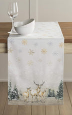 Maison d' Hermine Table Runner 100% Cotton Double Layer Table Runners 72 inches Long for Thanksgiving Christmas Decorations Home Kitchen Dining Party Wedding (Deer in The Woods, 14.5" x 72")