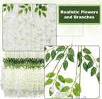 Wisteria Hanging Flowers,Fake Hanging Flowers,Wisteria artificiales Garland for Home Wedding Arch Floral Party Garden Ceremony Outdoor Decor,3.6 feet Long(25,White)