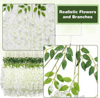Wisteria Hanging Flowers,Fake Hanging Flowers,Wisteria artificiales Garland for Home Wedding Arch Floral Party Garden Ceremony Outdoor Decor,3.6 feet Long(48,White)